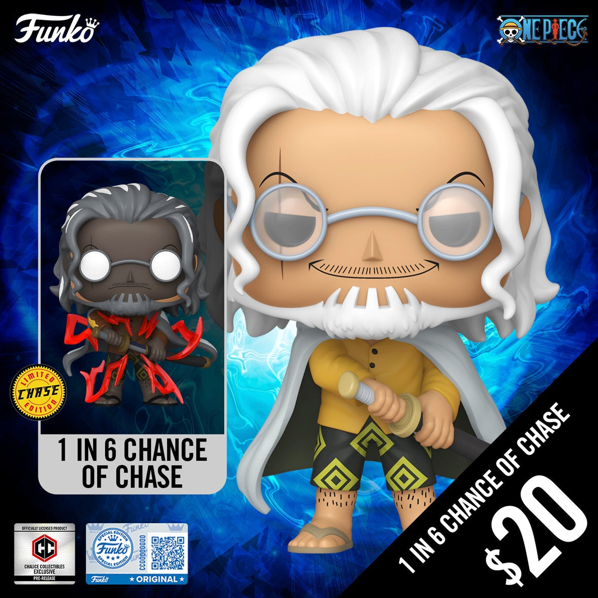 Pre-Order: Funko Pop! Chalice Exclusive: One Piece S12: Silvers Rayleigh #2150 (1 in 6 chance of Chase) (PR)