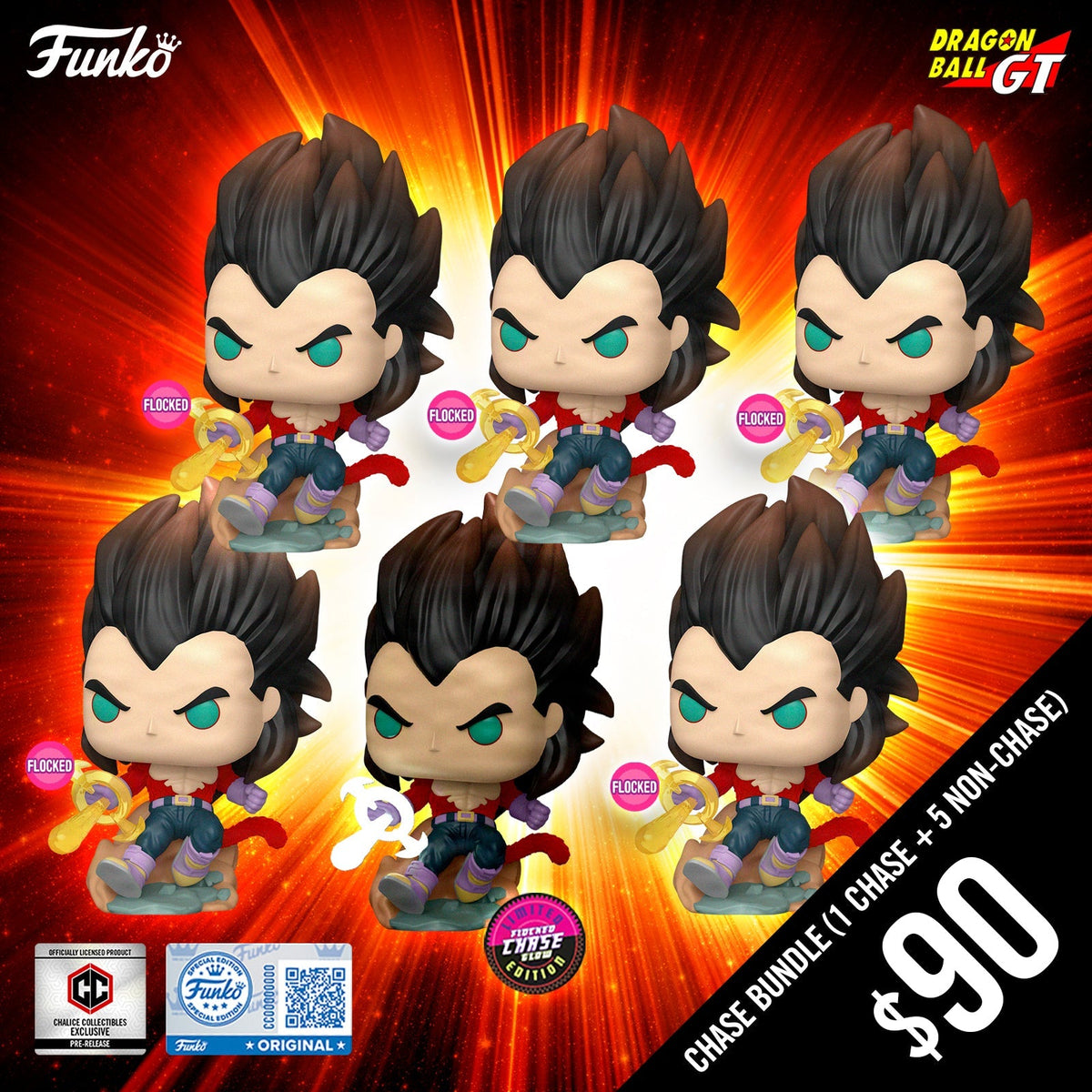 Pre-Order: Funko Pop! Chalice Exclusive: DBGT S2: SS4 Vegeta #2078 (6-Pop Guaranteed Chase Bundle) (PR)