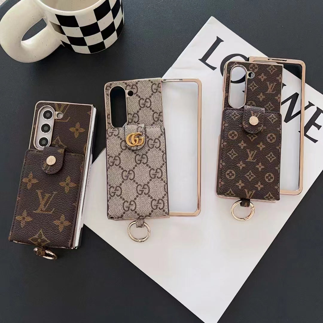 Luxury Inspired Wallet Case with Long Lanyard for Samsung Galaxy Z Fold 3-7