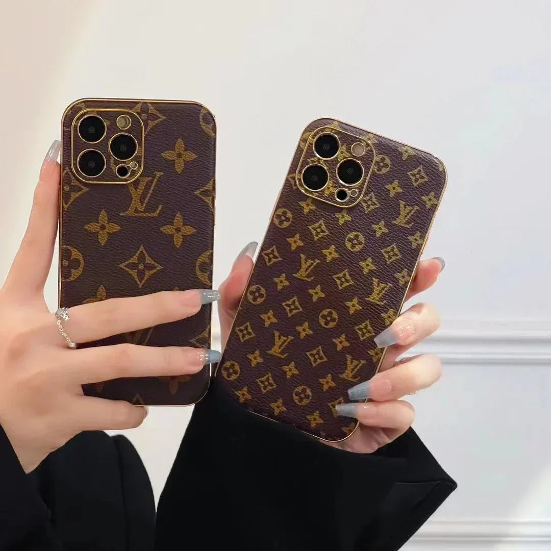 Luxury Brown Monogram Phone Case for iPhone 12-18 Pro & Pro Max