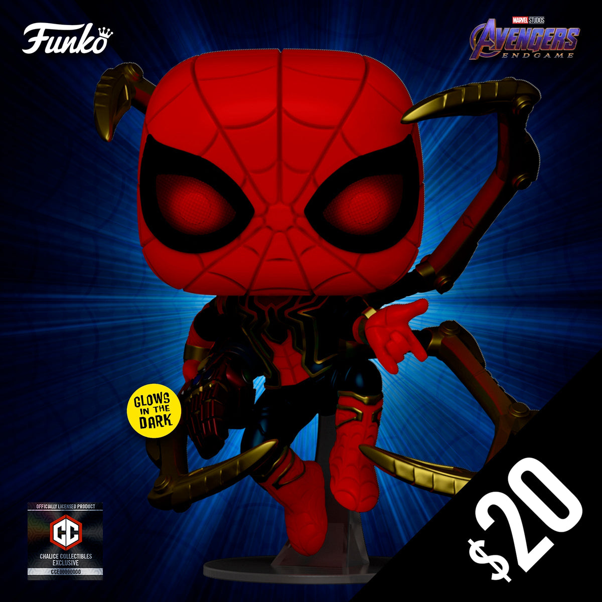 Funko Pop! Chalice Collectibles Exclusive: Avengers Endgame: Iron Spider (GITD) #574