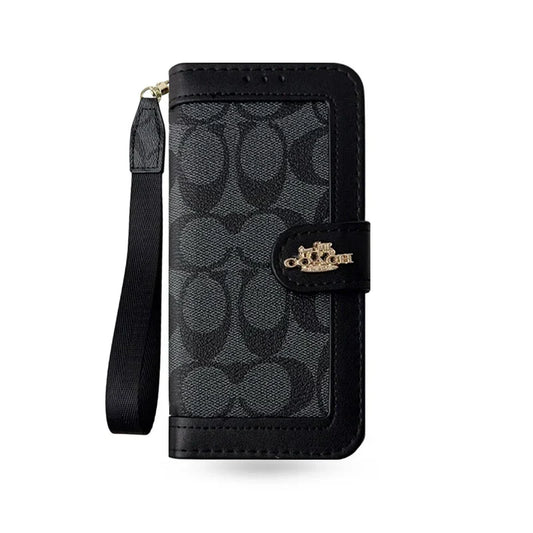Luxury Monogram Canvas Wallet Case for iPhone 12-18 Pro & Pro Max