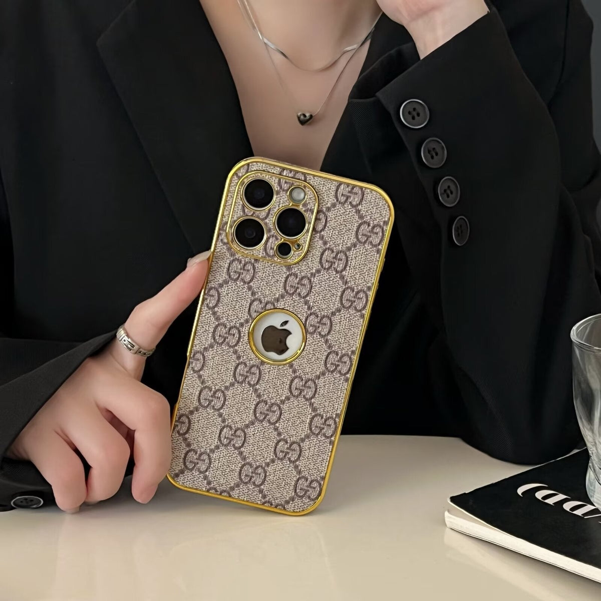 GG Clear Gold Monogram Case for iPhone 13-18 Pro & Pro Max