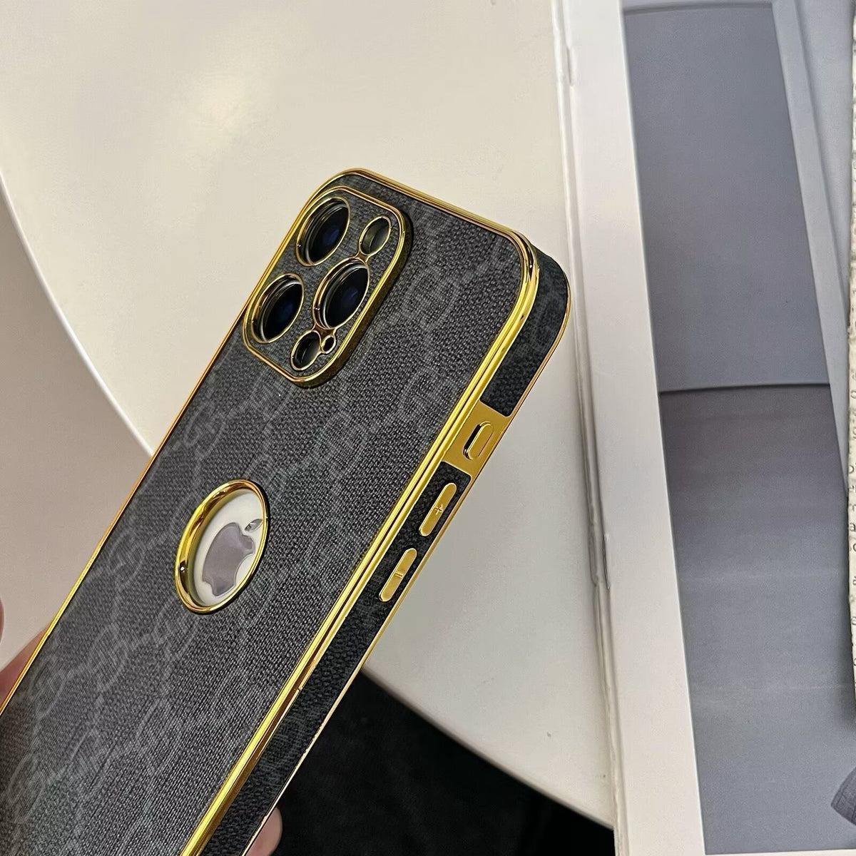 GG Clear Gold Monogram Case for iPhone 13-18 Pro & Pro Max