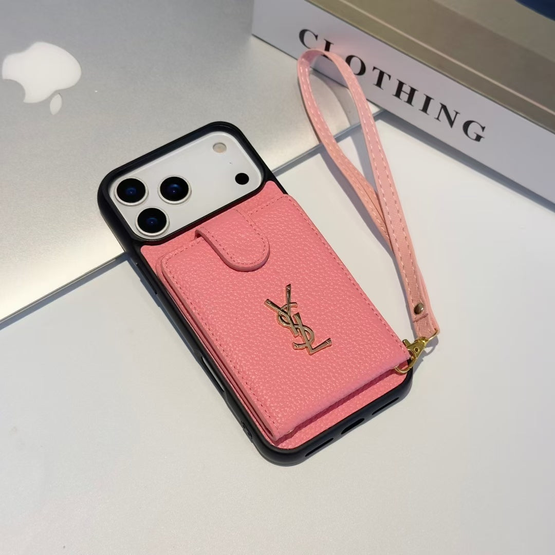 Premium YSL Case Card Holder For iPhone 12-18 Pro & Pro Max