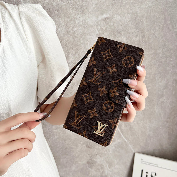 Luxury Monogram Zip Wallet Case with Wristlet for Samsung Galaxy S22-S26 Series
