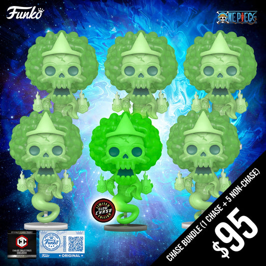 Funko Pop! Chalice Exclusive: One Piece S14:  Brook (Ghost) #2325 (6-Pop Guaranteed Chase Bundle)