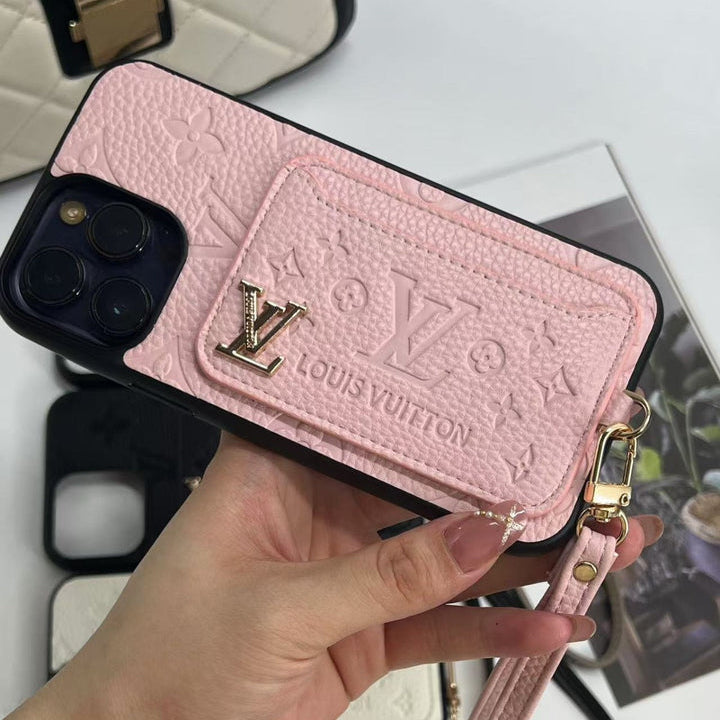 Luxe Card Holder Strap Case – Inspired Elegance for iPhone